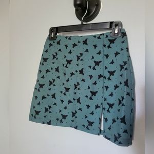 Green skirt butterfly print S